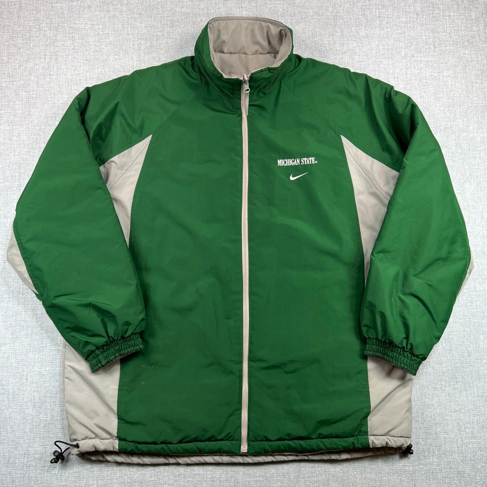 Vintage Y2K Nike Michigan State Spartans Jacket Reversible Puffer Coat Men Large